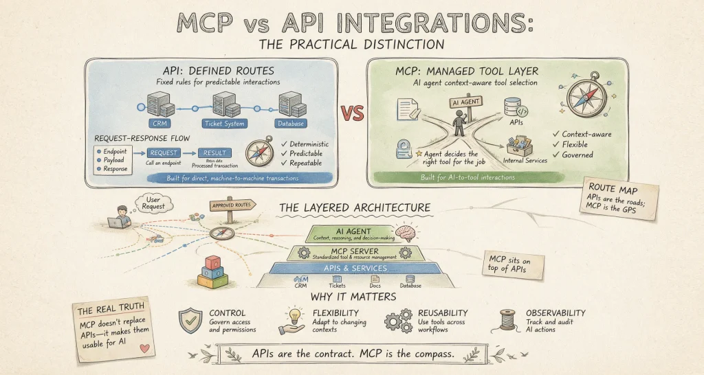 MCP Versus Infograhic API Integrations for Operations